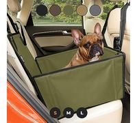 Wuglo Extra Stable Dog Car Seat with Seat Belt - Waterproof and Robust Design for the Back Seat with 4 Fastening Straps for Small Dogs up to 12 kg