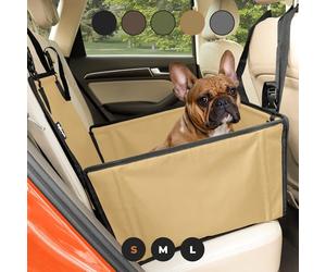 Wuglo Extra Stable Dog Car Seat with Seat Belt - Waterproof and Robust Design for the Back Seat with 4 Fastening Straps for Small Dogs up to 12 kg