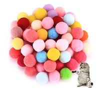 wugongshan 100 Pack Cat Toy Balls, Vibrant Color Furry Cat Balls, Soft Cats Pom Pom Toy Ball, Interactive Plush Pet Kitty Ball, Perfect Cats Supplies for Exercise and Fun
