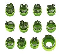 wugongshan 12 Pcs Vegetable Fruit Cutters, Stainless Steel Cookie Cutters Shapes Set, with Non-Slip Protection Handle for Pastry Bento Lunch Kids Party Vegetable Fruit Cookie Cutters