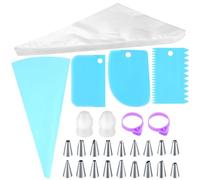wugongshan 126 Pcs Reusable Piping Bags and Nozzles Sets, Icing Bags and Nozzles Set, Icing Piping Kit: 100 Piping Tips & 18 Piping Nozzles & 2 Couplers & 1 EVA Pastry Bags, etc, Cake Decorating Tools