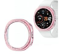 Wugongyan Compatible with Samsung Galaxy Watch 8 40mm Protector Case Bling Single Row Crystal Diamonds Hard PC Protective Case Edge Protector for Galaxy Watch 8 Accessories(Pink, 40mm)