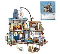 WUGU Japanese Seafood Store Street View Architecture Building Set, 790Pcs Modular House Construction Toy Sets for Kids and Adults, Japanese Mini Blocks Compatible with Lego