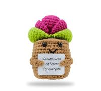 wuguimeii Crochet Potted Plants, Creative Knitted Potted Plants, Mini Cute Emotional Positive Succulents, Gifts for Adults Kids Friends Home Office Desk, Encouraging Gift