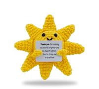 wuguimeii Funny Positive Crochet Sun, Inspirational Handmade Crochet Doll, Positive Sun with Card, Cute Knitted Sun Holiday Crochet Gifts for Birthday Graduation Home Party Decor