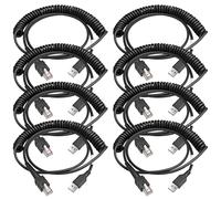 WUHAO 8-Pack 9.8FT Shielded USB Coiled Cable CBA-3600-UNC3 for Zebra Symbol DS3608 DS3678 LI3608 LI3678 Handheld Barcode Scanner RJ48 to USB-A