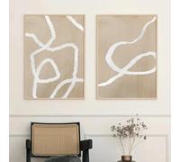WUHBCZ 2 Pieces-Art Poster-Abstract Line Beige White Boho Posters Wall Art Canvas Painting Prints Pictures Modern Living Room Interior Bedroom Home Decoration-40x60cm/16x24inch (No Frame)