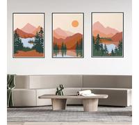WUHBCZ 3 Pictures Set-Abstract Landscape Mountain Canvas Painting Boho Wall Art Poster And Prints for Living Room Bedroom Kitchen Office Interior Home Decor-50x60cm (No Frame)