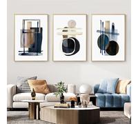 WUHBCZ Abstract Blue Beige Vintage Geometric Simple Canvas Painting Posters Wall Art Print Pictures Living Room Interior Office Home Decor-60 * 70cm*3PCS (sans cadre)
