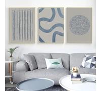 WUHBCZ Abstract Blue Lines Islamic Calligraphy Wall Canvas Painting Modern Poster Print Art Picture For Living Room Bedroom Home Decoration-50 * 70cm*3pcs (Unframed)