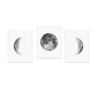 WUHBCZ Abstract Gray Various Moon Phase Wall Canvas Painting Modern Minimalist Poster Print Art Picture For Living Room Bedroom Decoration-50 * 70cm*3pcs (Unframed)
