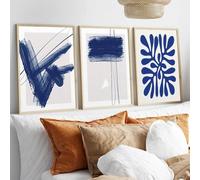 WUHBCZ Abstract Posters And Prints Simple Brush Wall Art Canvas Painting Blue Wall Picture for Bedroom Living Room Kitchen Office Home Decor Mural-40 * 60cm*3PCS (sans cadre)