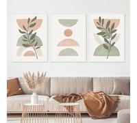 WUHBCZ Abstract Sun Rainbow Green Geometry Leaf Wall Canvas Painting Modern Posters Prints Art Pictures For Living Room Bedroom Decoration-50 * 70cm*3pcs (Unframed)