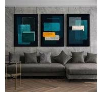WUHBCZ Art Pictures-Blue and Black Art Replica Photo High Level Simple Canvas Poster Prints Painting Living Room Kitchen Office Home Bedroom Decoration-50 * 60cm*3/20 * 24inch*3Pcs (No Frame)