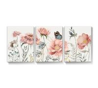 WUHBCZ Art Pictures-Nordic Pink Flower Wall Art Canvas Painting Prints Botanical Picture Poster for Bedroom Farmhouse Living Kitchen Office Room Decorative-40 * 50cm*3/16 * 20inch*3Pcs (No Frame)