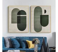 WUHBCZ Art Poster,Green Beige Wall Art Textured Abstract Painting Modern Minimalist Canvas Paintings Posters Print Living Room Kitchen Office Home Decor-(50 * 60cm)-2Pcs Unframed Print