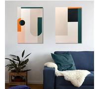 WUHBCZ Art Poster,Outdoor Wall Art Picture Abstract Hand-Painted Geometry Shape Texture Canvas Painting Living Room Kitchen Office Decoration-(40 * 50cm)-2Pcs Unframed Print