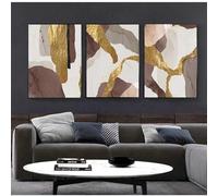 WUHBCZ Art Posters,3 Pieces-Abstract Marble Canvas Print Paintings Brown Gold foil Poster Morden Wall Art Pictures Canvas Artwork for Living Room Office Home Decor-40 * 60cm/16 * 20inch (No Frame)