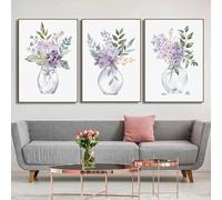 WUHBCZ Art Posters,3 Pieces-Abstract Watercolor Floral Wildflower Roses Bird Leaf Canvas Painting Print Farmhouse Still Life Botanical for Living Room Home Decoration-40 * 60cm/16 * 20inch (No Frame)
