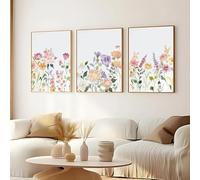 WUHBCZ Art Posters,3 Pieces-Abstract Wildflower Watercolor Botanical Flower Poster Prints Plant Boho Wall Art Canvas Painting Pictures Living Room Home Decoration-40 * 50cm/16 * 20inch (No Frame)