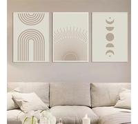WUHBCZ Art Posters,3 Pieces-Boho Abstract Beige Geometry Wall Art Prints Mid Century Sun Moon Canvas Painting Nordic Poster Modern Bedroom Living Room Decoration-40 * 60cm/16 * 20inch (No Frame)