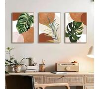 WUHBCZ Art Posters,3 Pieces-Boho Palm Leaf Green Canvas Paintings Plants Wall Art Modern Still Life Leaves Poster Prints Pictures for Living Room Home Decoration-40 * 60cm/16 * 20inch (No Frame)
