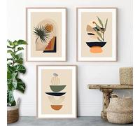 WUHBCZ Art Posters,3 Pieces-Boho Plants Leaf Abstract Geometry Landscape Wall Art Canvas Painting Nordic Posters And Prints Pictures For Living Room Decor-40 * 50cm/16 * 20inch (No Frame)