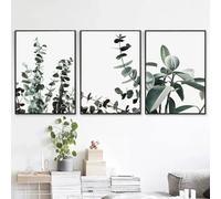 WUHBCZ Art Posters,3 Pieces-Modern Green Botanical Leaves Simple Wall Art Canvas Painting Abstract Poster Print Art Picture For Living Room Bedroom Decoration-40 * 60cm/16 * 20inch (No Frame)