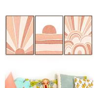 WUHBCZ Art Posters,3 Pieces-Sun Rainbow Boho Nursery Wall Art Canvas Painting Posters and Prints Abstract Wall Pictures Baby Kids Room Decor Artwork-40 * 50cm/16 * 20inch (No Frame)