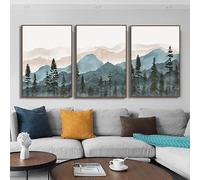 WUHBCZ Art Posters,3 Pieces-Watercolor Nature Mountain Tree Forest River Wall Art Poster Print Posters Landscape Canvas Painting Nordic Living Room Decoration-40 * 50cm/16 * 20inch (No Frame)