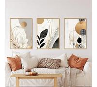 WUHBCZ Art Prints-Abstract Geometry Leaves Plant Flower Canvas Painting Nordic Posters and Prints, Modern Bedroom Wall Art Picture Home Decoration-40 * 60cm*3/16 * 24inch*3Pcs (No Frame)