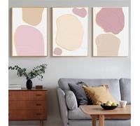 WUHBCZ Art Prints,Set of 3-Abstract Line Abstract Pink Art Beige Shapes Circles Wall Art Interior Painting Poster And Prints Canvas Frames For Living Room Decoration-40 * 60cm/16 * 24inch (No Frame)