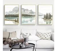 WUHBCZ Art Prints,Set of 3-Abstract Mountain Lake Landscape Wall Art Canvas Painting Natural Scenery Poster Print Picture For Living Room Bedroom Home Decoration-50 * 60cm/20 * 24inch (No Frame)