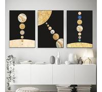 WUHBCZ Art Prints,Set of 3-Abstract Simple Geometric Image Sunrise Mountains and River Planet Scenery Posters Canvas Paint Prints Art Home Room Wall Decoration-50 * 60cm/20 * 24inch (No Frame)