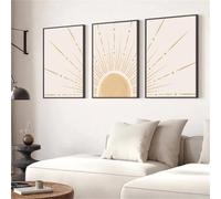 WUHBCZ Bohemian Sunshine Medieval Retro Poster Rising Sun Bohemian Art Canvas Painting Simple Modern Living Room Bedroom Office Home Decor-50 * 60cm*3PCS (sans cadre)