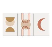 WUHBCZ Canvas Paints，3 Pieces-Abstract Shapes Print Poster Boho Geometric Wall Art Picture Mid Century Canvas Painting Modern Artistic Living Bedroom Room Decoration-60 * 80cm (Unframed)