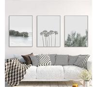 WUHBCZ Canvas Paints，3 Pieces-Palm Tree Seascape Photo Posters and Prints Coastal Abstract Boho Wall Art Canvas Painting Modern Pastel Wall Pictures Home Decor-60 * 80cm (Unframed)