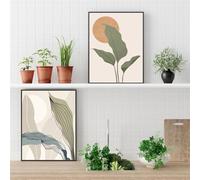 WUHBCZ Canvas Paints,Abstract Boho Leaf Geometric Figures Rainbow Lines Wall Art Canvas Painting and Prints Wall Pictures for Living Kitchen Room Decor Artwork-60 * 70cm*2PCS (No Frame)
