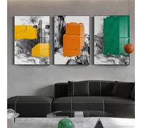 WUHBCZ Canvas Paints,Abstract Warm Color Geometric Canvas Painting Green Blue Poster Prints Wall Art Pictures for Living Room Bedroom Office Nordic Decor Artwork-(60 * 70cm)-3pcs Unframed