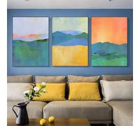 WUHBCZ Canvas Poster,Abstract Blue Yellow Colors Geometric Canvas Paintings Poster and Print Wall Art Pictures for Living Room Kitchen Office Home Decoration-40 * 60cm-3Pcs (Unframed Print