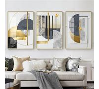 WUHBCZ Canvas Poster,Abstract Geometry Canvas Art Posters Print Gold Pearl Foil Luxury Wall Art Canvas Painting Wall Pictures for Living Bedroom Room Decor Artwork-40 * 50cm-3Pcs (Unframed Print