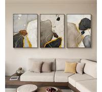WUHBCZ Canvas Poster,Abstract Gold Foil Lines Canvas Art Paintings Nordic Geometric Color Block Posters Prints for Living Bedroom Room Wall Pictures Decor Artwork-40 * 50cm-3Pcs (Unframed Print