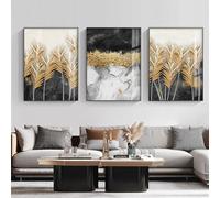 WUHBCZ Canvas Poster,Abstract Golden Leaf Marble Posters Wall Art Canvas Painting Modern Islamic Gold Canvas Prints Pictures Living Room Bedroom Home Decor-40 * 50cm-3Pcs (Unframed Print