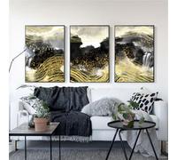 WUHBCZ Canvas Poster,Modern Abstract Golden Bird Picture Art Prints Posters Golden Line Zen Black and White Landscape Bedroom Decor Painting Hanging Art-40 * 50cm-3Pcs (Unframed Print