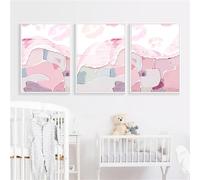 WUHBCZ Canvas Poster,Modern Abstract Pink Geometric Canvas Painting Lip Print Poster Wall Art Pictures for Bedroom Girl Living Bedroom Room Home Decor-40 * 60cm-3Pcs (Unframed Print