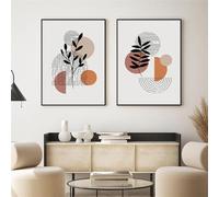 WUHBCZ Canvas Prints,Abstract Geometric Line Leaves Botanical Posters Canvas Painting Wall Art Print Picture Bedroom Living Room Kitchen Home Decor-(60 * 70cm)-2Pcs Unframed Print