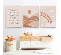 WUHBCZ Canvas Wall Art,3 Pictures Set-Sun Rainbow Heart Alphabet Lighthouse Posters And Prints Boho Nursery Abstract Wall Art Canvas Painting Pictures Baby Kids Room-50 * 60cm/20 * 24inch (No Frame)