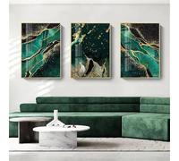 WUHBCZ Golden Green Agate Luxury Canvas Poster Abstract Line Print Wall Art Painting Modern Picture Artwork for Living Kitchen Office Room Decoration-30 * 50cm*3PCS (sans cadre)