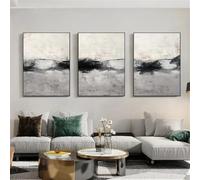 WUHBCZ Neutral Beige Gray Simple Abstract Landscape Gallery Wall Art Posters Prints Canvas Painting Nordic Wall Picture Living Office Home Room Decoration-60 * 70cm*3PCS (sans cadre)
