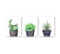 WUHBCZ Wall Art,Abstract Green Plants Cactus Blossoms Posters Print South Western Desert Landscape Wall Art Canvas Painting Picture for Living Room Decor-40 * 60cm*3pcs (Unframed)
